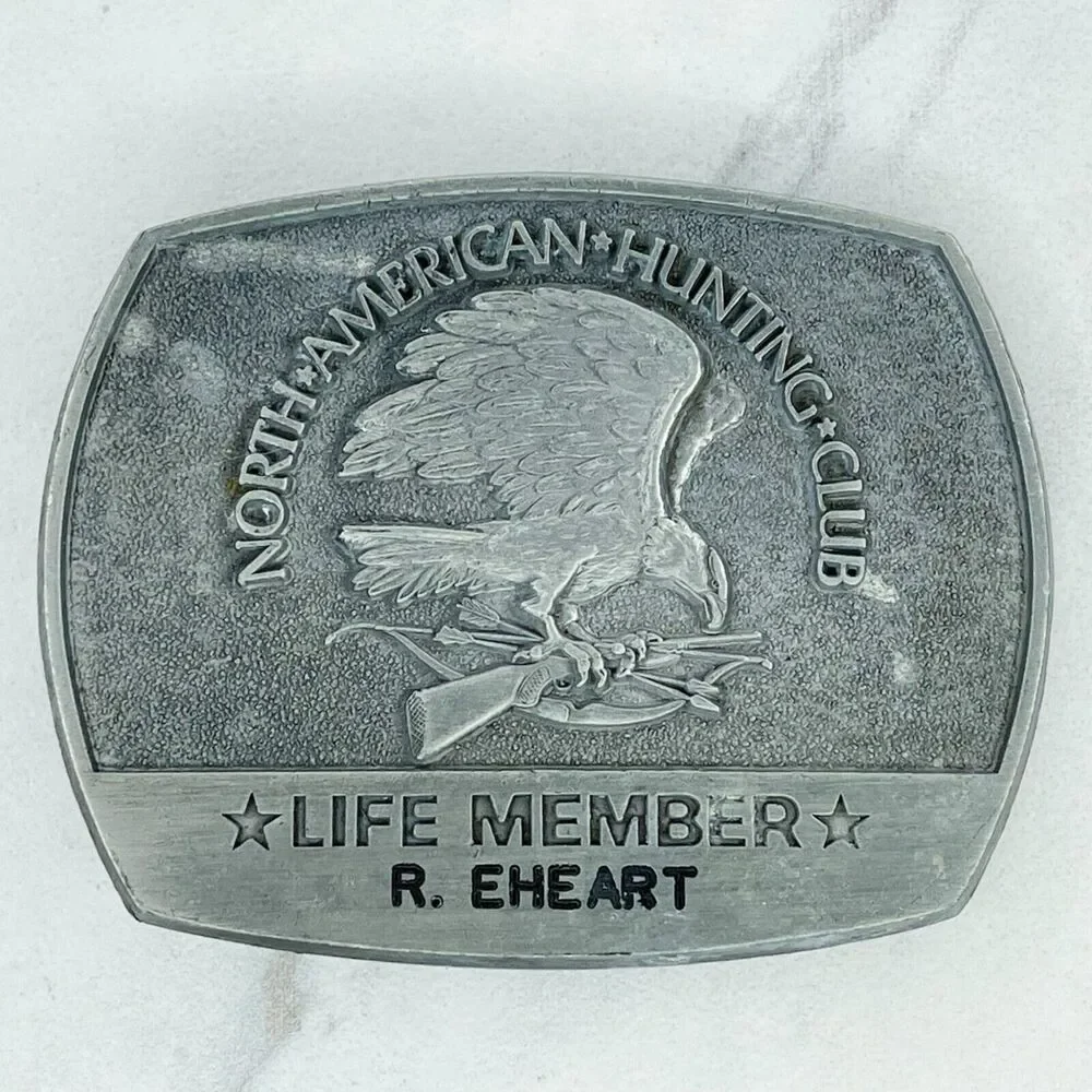 Vintage 1981 North American Hunting Club Life Member Belt Buckle Personalized ✨
